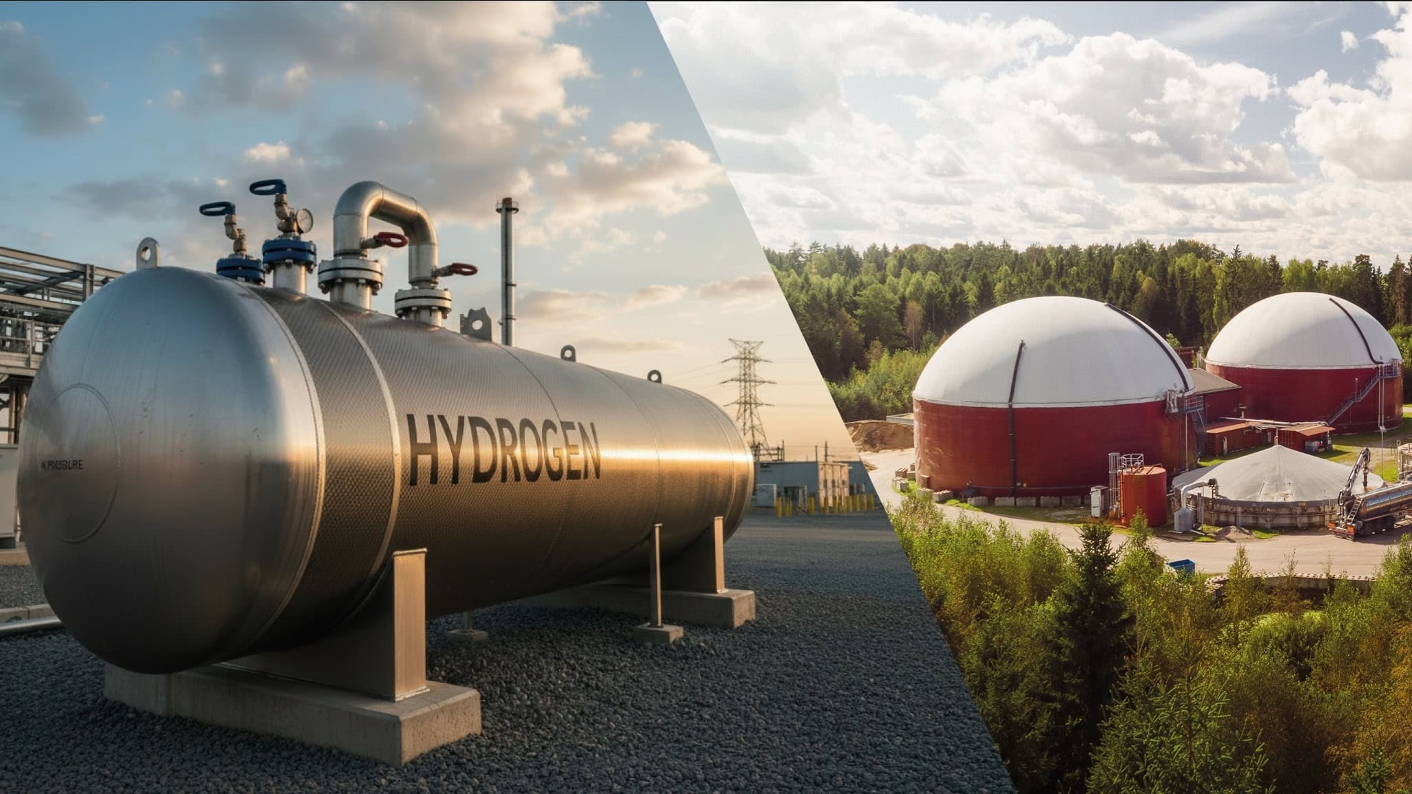Biogasanläggning och hydrogentank