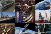 Collage showing pictures of various sectors of critical infrastructure and critical entities, from energy and transport to space.