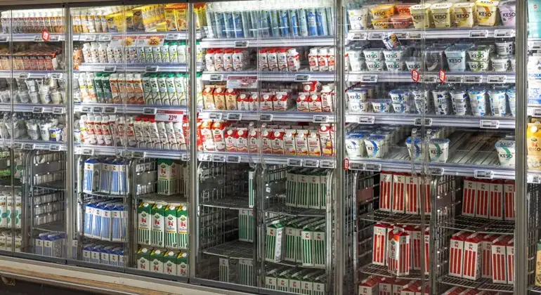 Mjölkkyl i en butik