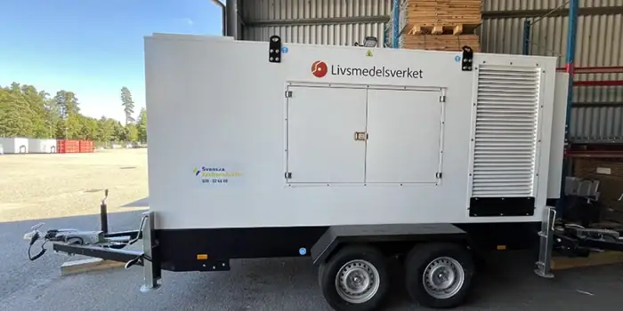 Så här kan ett aggregat för reservkraft se ut. Foto: Livsmedelsverket