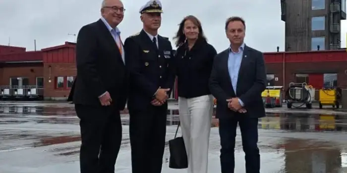 Skellefteå Airports VD Robert Lindberg, Flygvapenchef Jonas Wikman, Skellefteå kommuns kommundirektör Kristina Sundin Jonsson, Skellefteå kommuns kommunalråd Lorents Burman