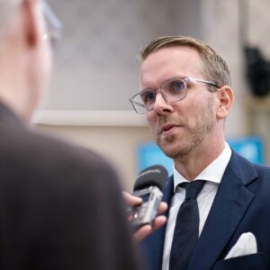Pressträff för att presentera budgetnyheter inom rättsväsend